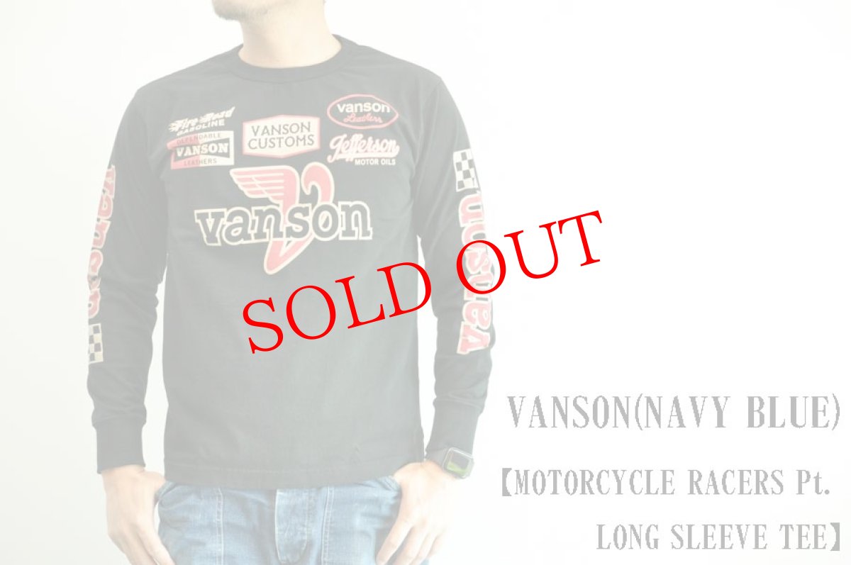 画像1: VANSON(NAVY BLUE) MOTORCYCLE RACERS Pt. LONG SLEEVE TEE メンズ　人気　通販 (1)