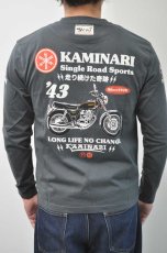 画像1: カミナリ KAMINARI 長袖Tシャツ 43年間　NAVY　KMLT-228　通販　メンズ　カミナリ族 (1)