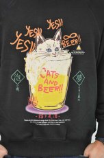 画像3: go slow caravan 空紡糸裏毛 猫と麦酒クルースウェット メンズ レディース 人気 通販 (3)