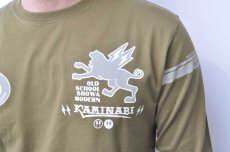 画像4: カミナリ KAMINARI 長袖Tシャツ デートカー　KHAKI　KMLT-230　通販　メンズ　カミナリ族 (4)