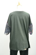 画像5: LIME 26/-天竺無地 袖フリルチュールTシャツ スミクロ レディース 人気 通販 (5)