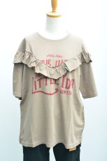 画像1: LIME 26/-天竺ピグメント Vフリル切替Tシャツ ベージュ レディース 人気 通販 (1)