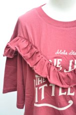 画像2: LIME 26/-天竺ピグメント Vフリル切替Tシャツ レッド レディース 人気 通販 (2)