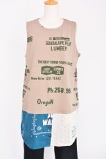 画像1: LIME 26/-天竺ロゴ総柄プリント 裾シャツ風タンクトップ ベージュ レディース 人気 通販 (1)