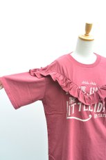 画像3: LIME 26/-天竺ピグメント Vフリル切替Tシャツ レッド レディース 人気 通販 (3)