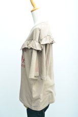 画像4: LIME 26/-天竺ピグメント Vフリル切替Tシャツ ベージュ レディース 人気 通販 (4)