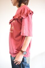 画像4: LIME 26/-天竺ピグメント Vフリル切替Tシャツ レッド レディース 人気 通販 (4)