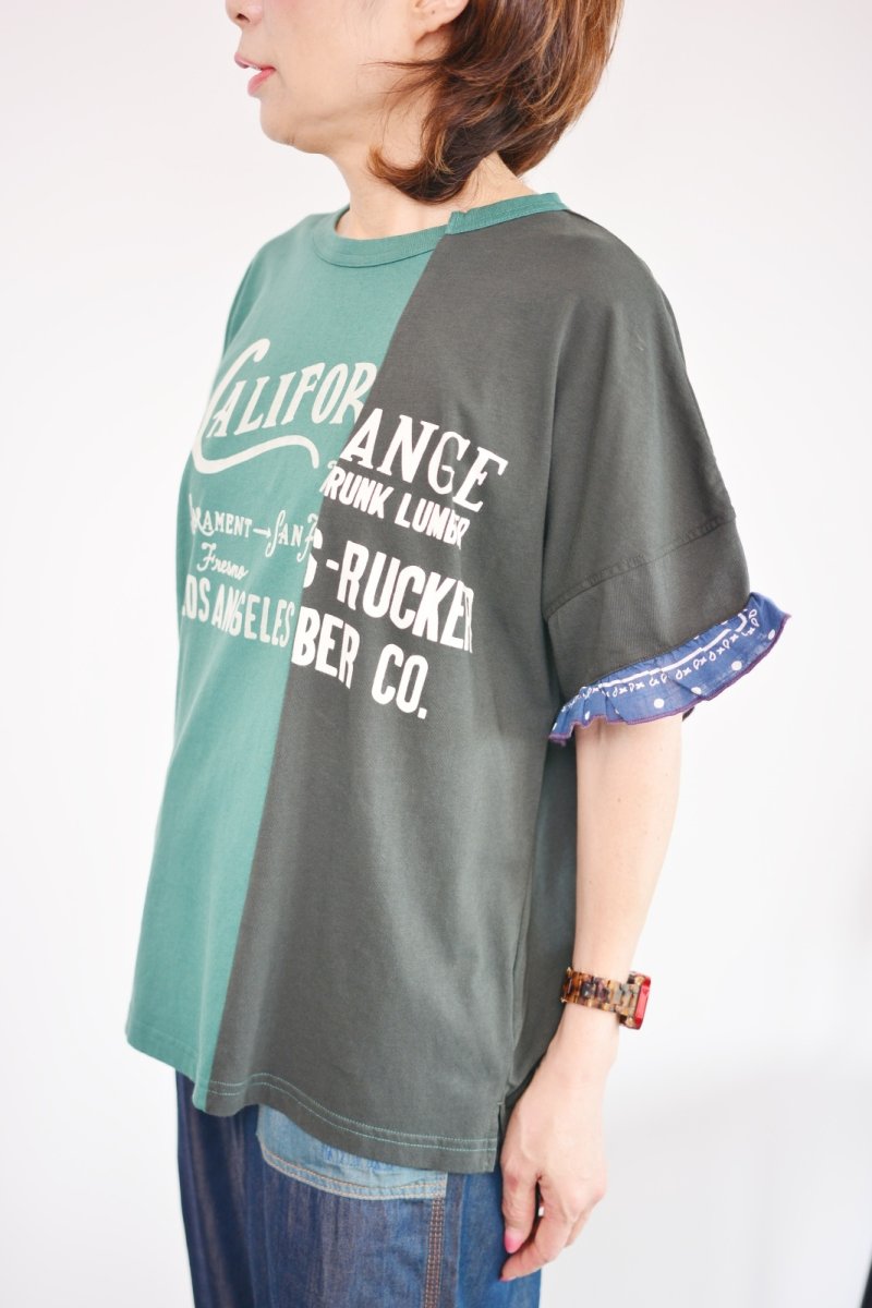 画像2: LIME MIX袖フリル リメイク風プルオーバー グリーン レディース 人気 通販 (2)