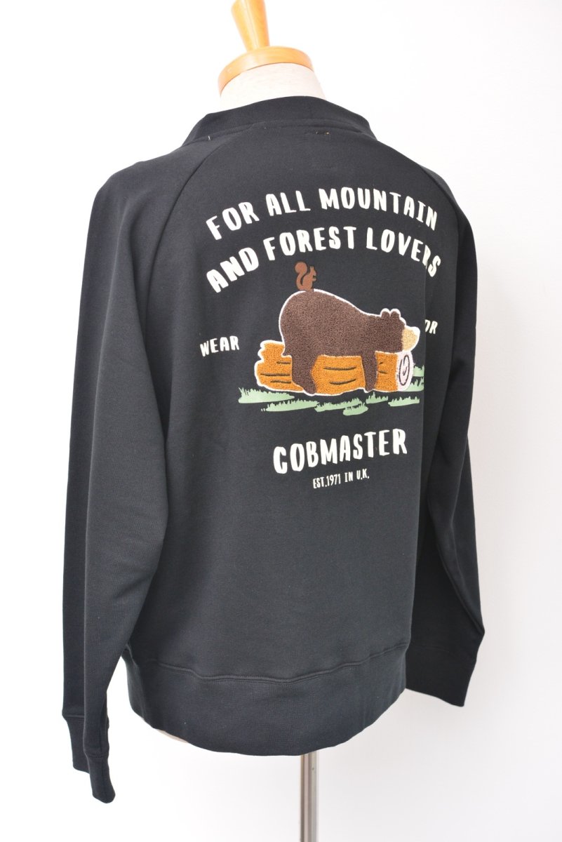 画像1: COBMASTER/コブマスター 裏毛×プリント カーディガン ブラック メンズ 人気 通販 (1)