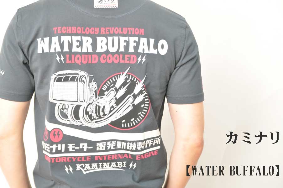 画像1: カミナリ KAMINARI Tシャツ WATER BUFFALO　ネイビー　KMT-222　通販　メンズ　カミナリ族 (1)