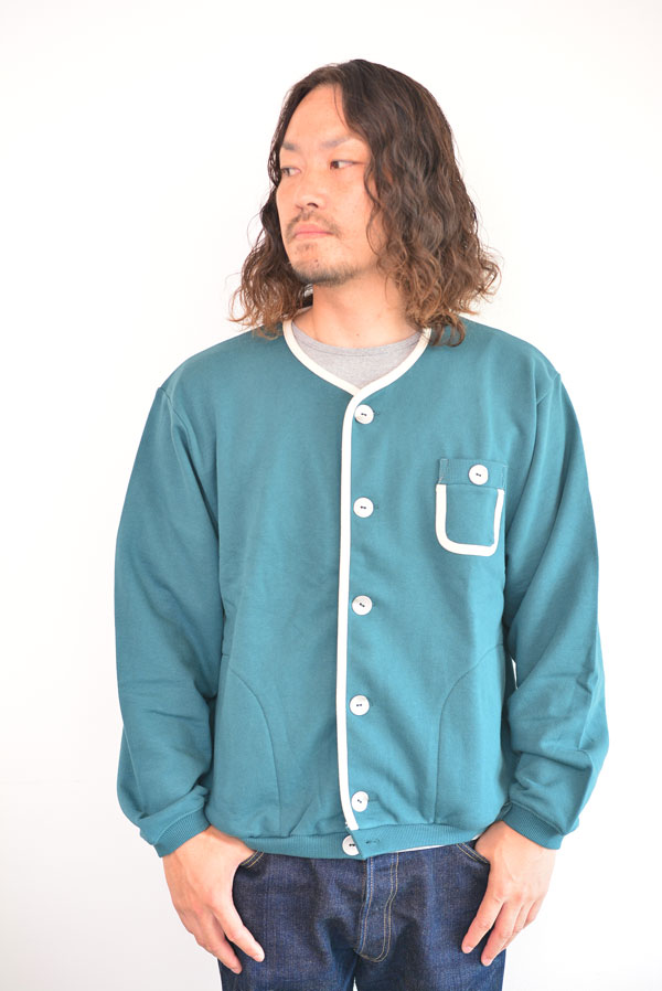 go slow caravan 空紡糸裏毛 ゆったりカーディガン BLUE GREEN メンズ 人気 通販