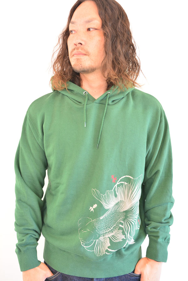 喜人 金魚プルパーカー D.GREEN メンズ 人気 通販